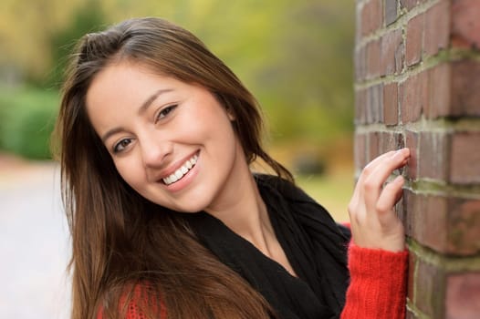 Outdoor shot of a young woman in a park
