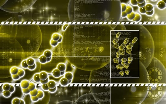 Digital illustration DNA structure in colour background