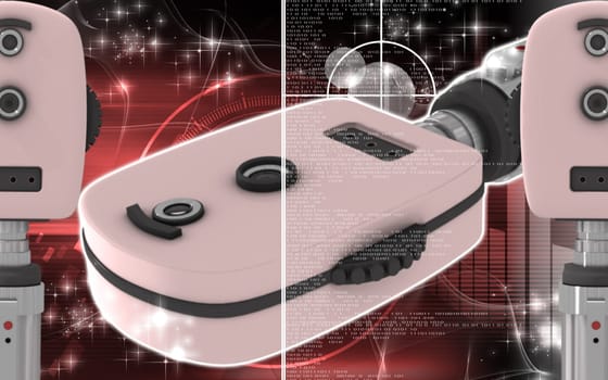 Digital illustration of ophthalmoscope in colour background