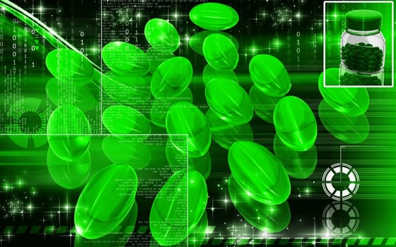 Digital illustration of Liver cod capsule in colour background