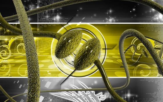 Digital illustration of synapse in colour background