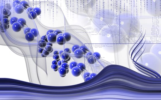 Digital illustration DNA structure in colour background