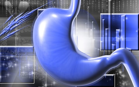 Digital illustration of stomach in colour background