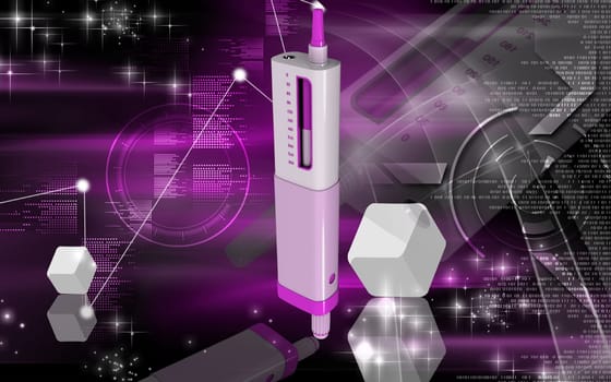 Digital illustration of insulin pen in colour background
