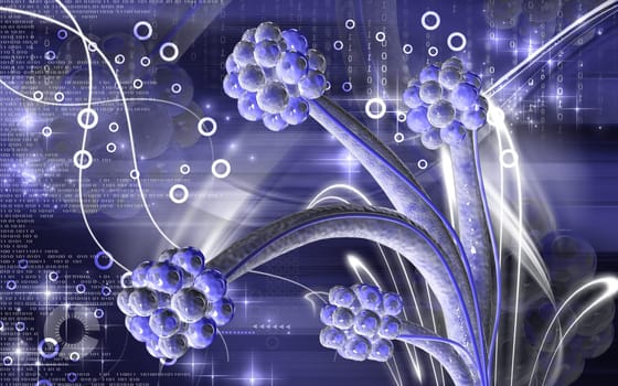 Digital illustration of alveoli in colour background