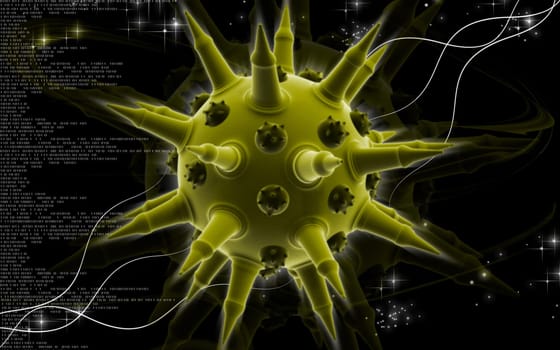 Digital illustration of Flu virus in colour background