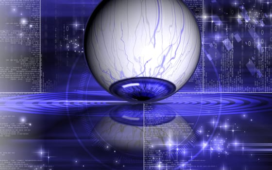Digital illustration of eye in colour background