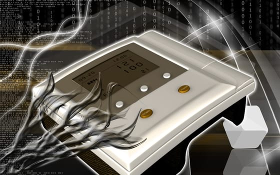 Digital illustration of blood pressure monitor in colour background