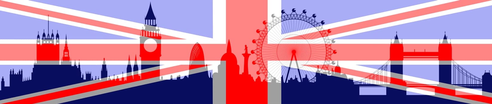 London skyline - flag on the background