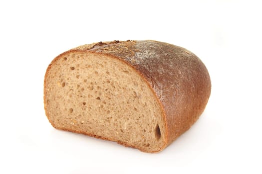 half a loaf of bread against a white background