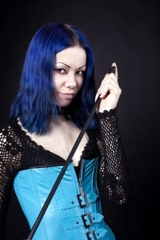 Young girl wait for play bdsm in gothic style