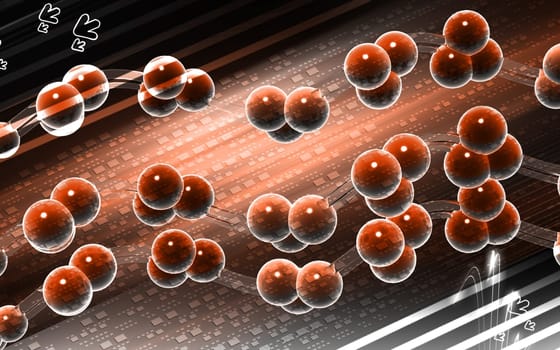 Digital illustration DNA structure in colour background