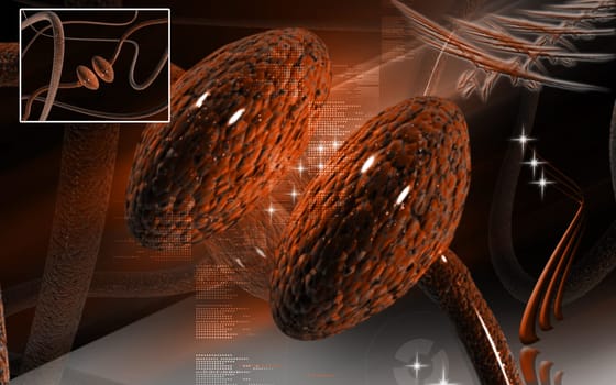 Digital illustration of synapse in colour background