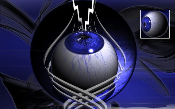 Digital illustration of eye in colour background
