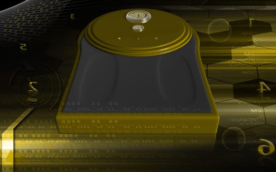 Digital illustration of weigh machine in colour background