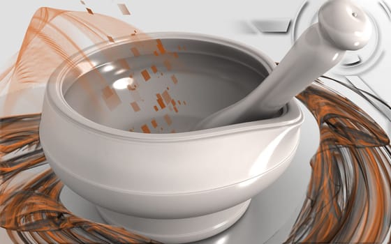 Digital illustration of ayurvedic medicine in making