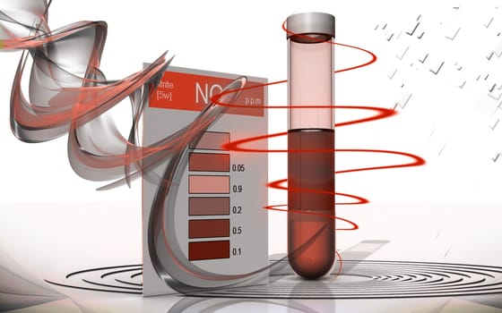 Digital illustration of nitrite test in colour background