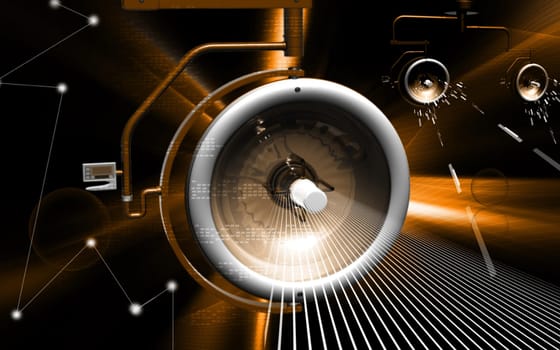 Digital illustration of shadow less lamp in colour background