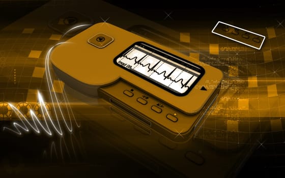 Digital illustration of ECG in colour background