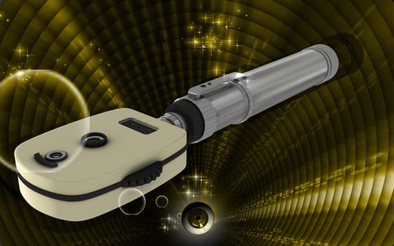Digital illustration of ophthalmoscope in colour background