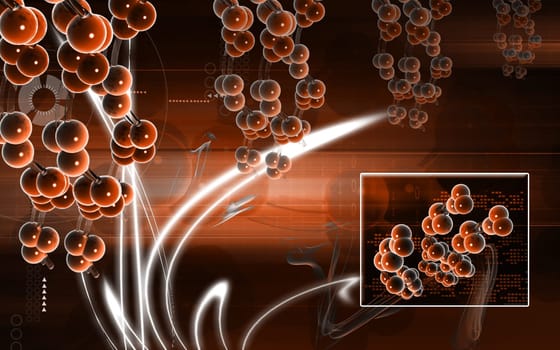 Digital illustration DNA structure in colour background