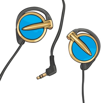 vector illustration of earphones isolated on white
