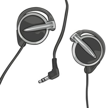 vector illustration of earphones isolated on white