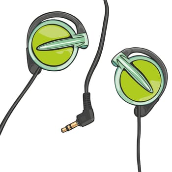 vector illustration of earphones isolated on white