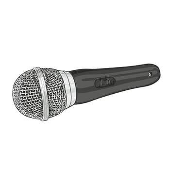vector illustration of silver microphone isolated on white