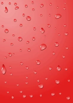 Drops of water on a red background
