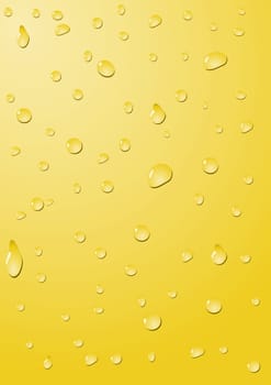 Drops of water on a yellow background