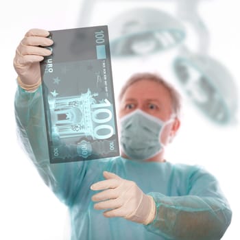 Specialist reviewing euro x-ray before taking last decision