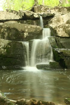 A flowing waterfall with silky water
