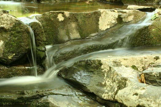 A flowing waterfall with silky water