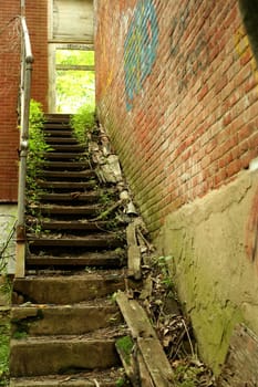 A old staircase on a abandoned building