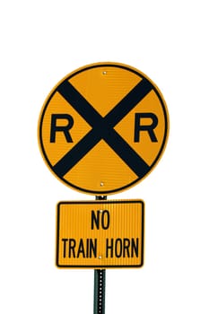A isolated Railroad crossing sign