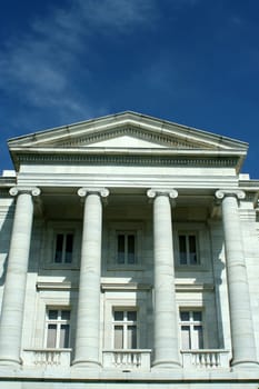 A Old courthouse with blue sky
