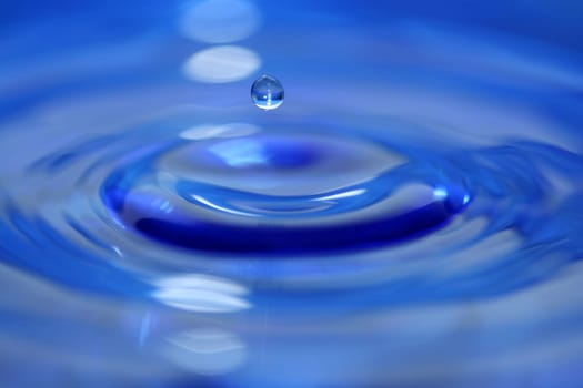 A Blue water droplet falling
