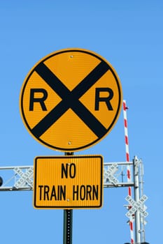 A Railroad crossing sign