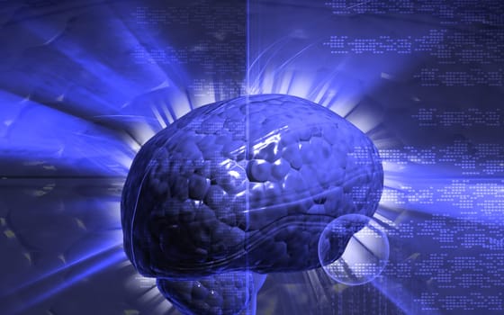 Digital illustration of brain in colour background