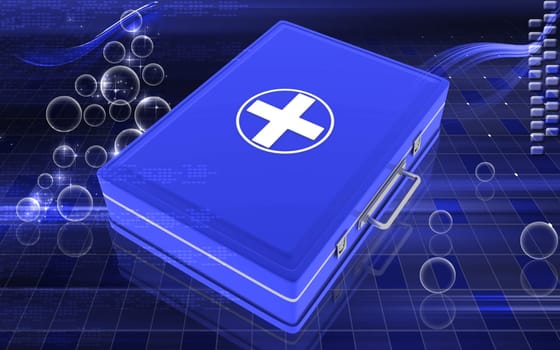 Digital illustration of First aid box in colour background