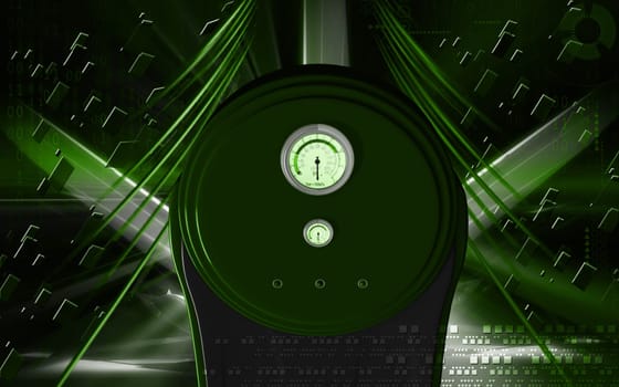Digital illustration of weigh machine in colour background