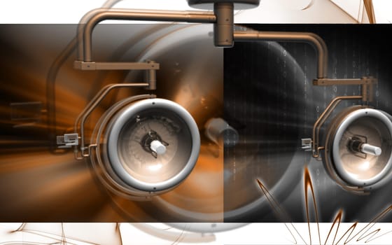 Digital illustration of shadow less lamp in colour background