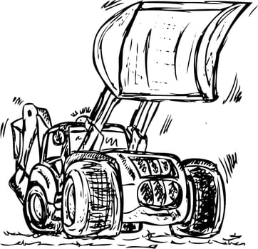 vector - excavator - dozer tractor isolated on background
