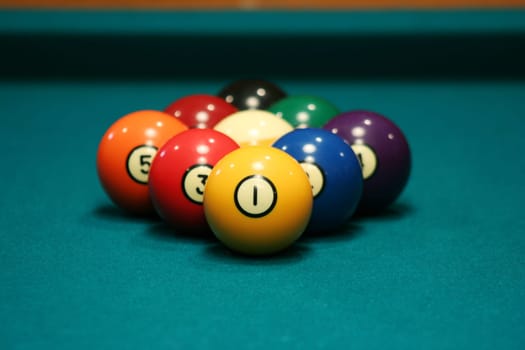 Shallow depth of field Nine ball rack
