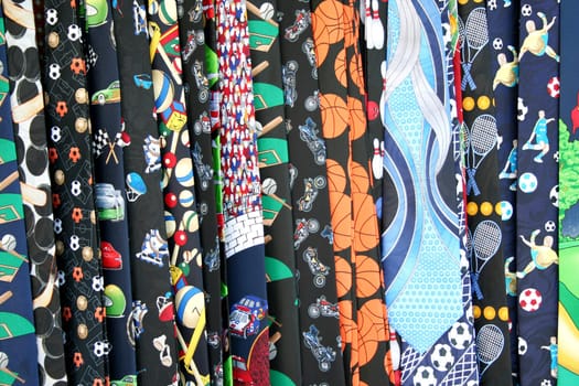 Hanging colorful Mens Neck Ties at the flea market