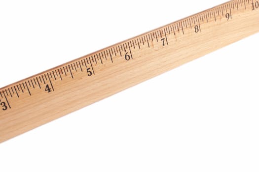 Wooden Ruler on a white background