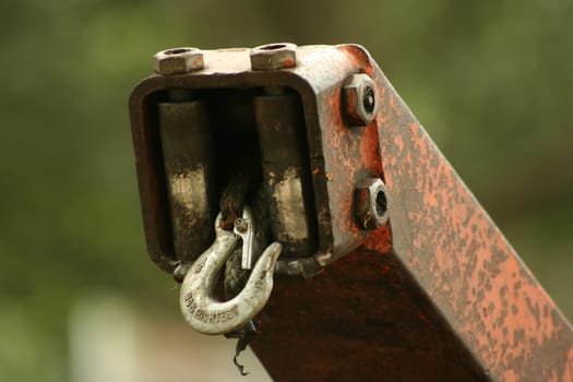 Wench hook on the back of a Wood chipper