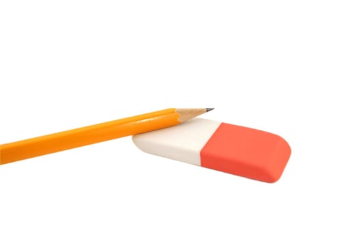 A Pencil and eraser on a white background