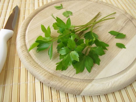 Lovage on a wooden board